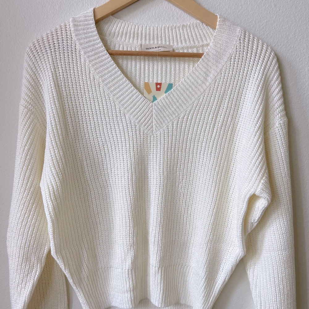 Cable knit sweater NWTS cream small Hearts and Saints